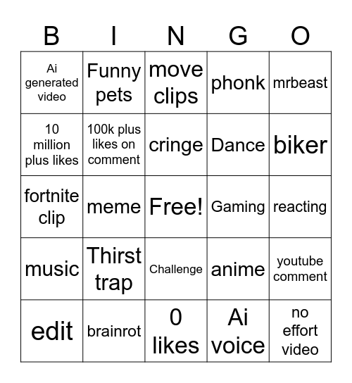 something nobody would ever search for there life teheheh Bingo Card