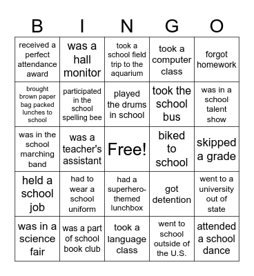 Back to School Bingo! Bingo Card