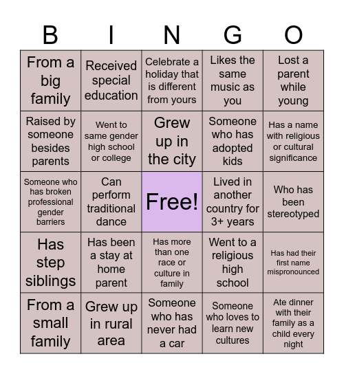 Diver Bingo Card