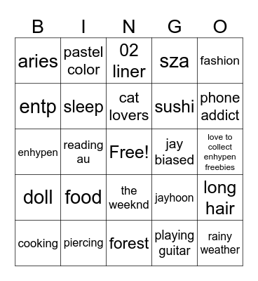 ENJI🐈‍⬛✨ Bingo Card