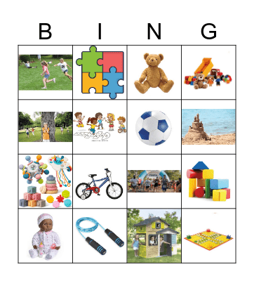 Childhood Bingo Card