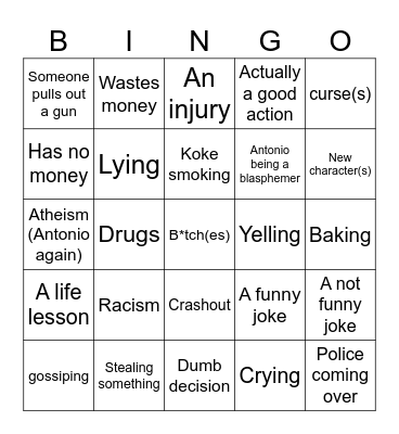 La que se avecina (in English) Bingo Card