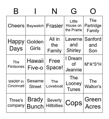 SINGO: Theme Song Bingo Card