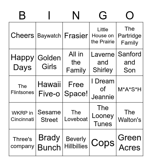 SINGO: Theme Song Bingo Card