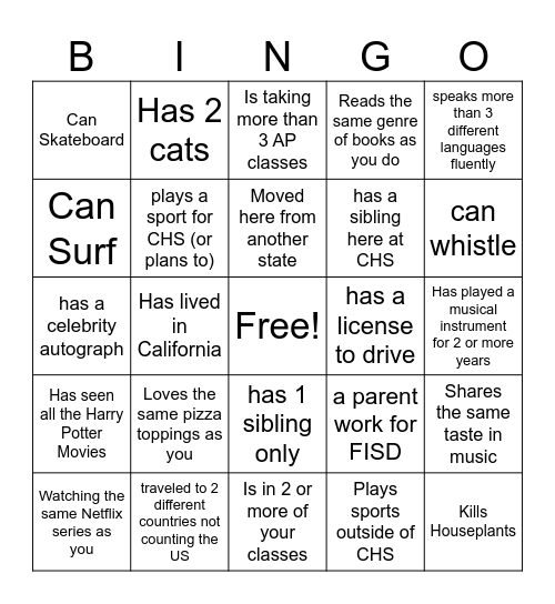 AP Lang BIngo Card