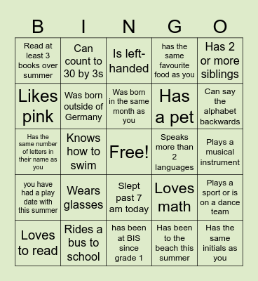 Find someone who Bingo Card