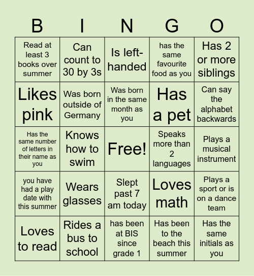 Find someone who Bingo Card
