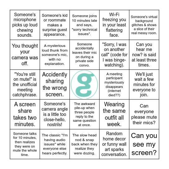 Microsoft Teams Conference Call BINGO Card