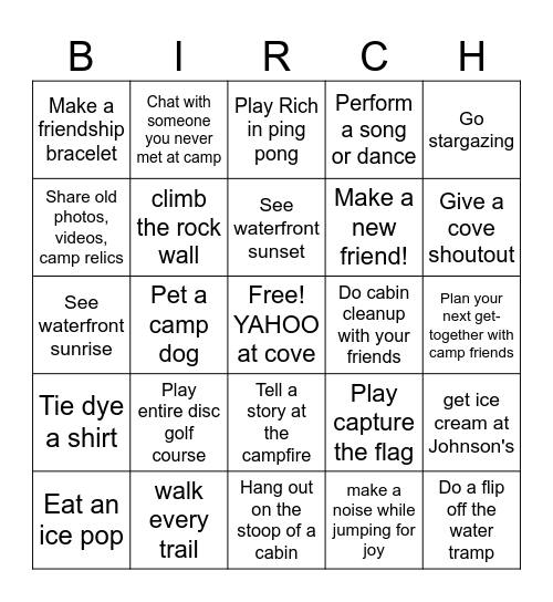 Reunion Weekend Bingo! Bingo Card