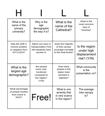 F  I  R  S  T Bingo Card