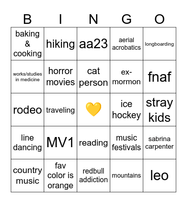 soleil🌞 Bingo Card