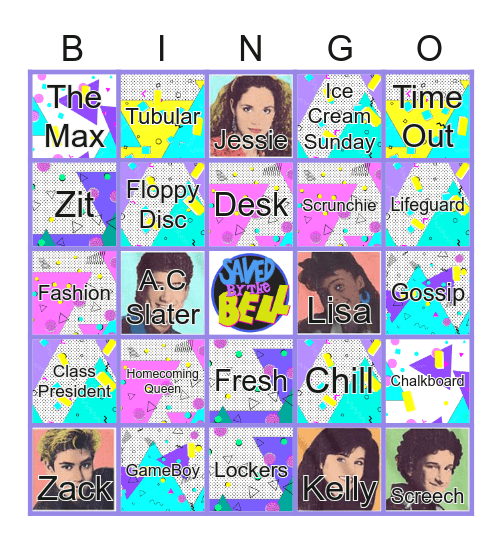 Saved By The Bell Bingo Card