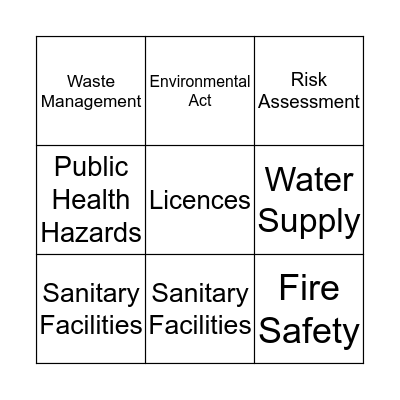Health and Safety Bingo Card