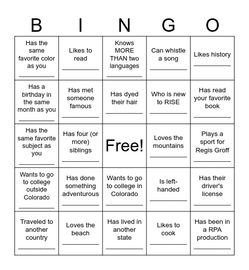 Who Are We?! Bingo Card