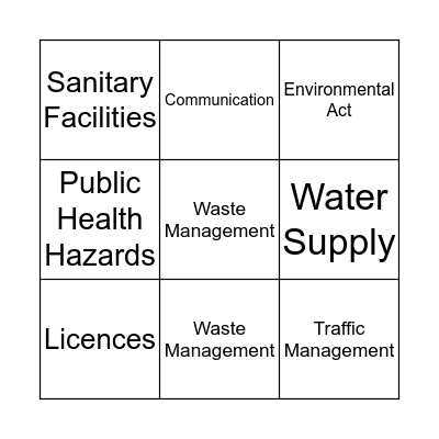 Health and Safety Bingo Card