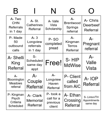 Untitled Bingo Card