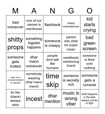 dhar mango Bingo Card