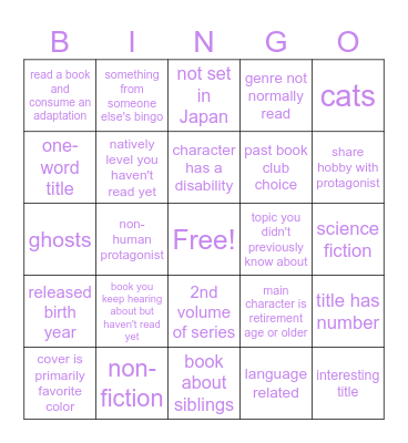 2025 Reading Bingo :) Bingo Card