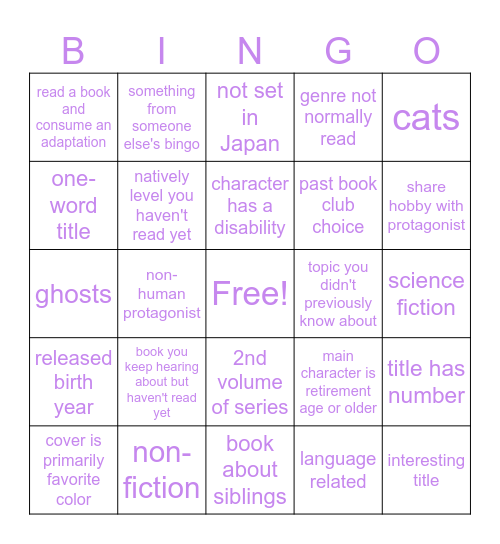 2025 Reading Bingo :) Bingo Card