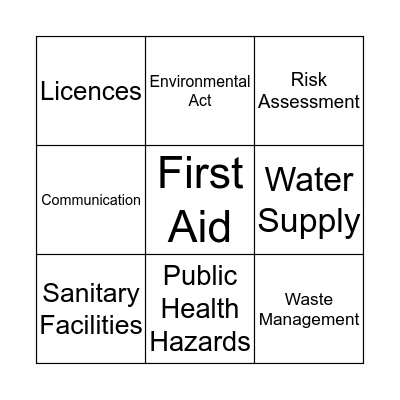 Health and Safety Bingo Card