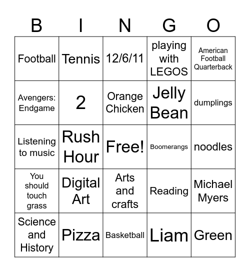 Period 3 Classmate Bingo Card