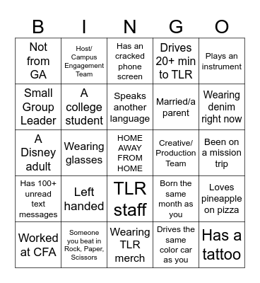 THE LIVING ROOM Bingo Card