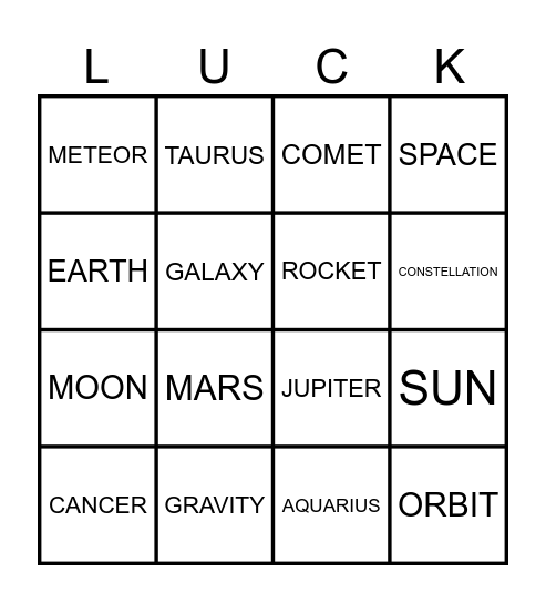 TEST YOUR ZODIAC Bingo Card