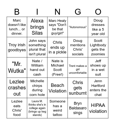 2025 Beach Days Bingo Card