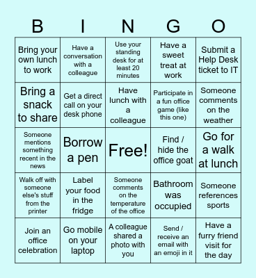 Office Bingo Card