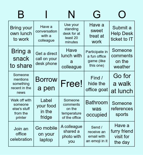 Office Bingo Card