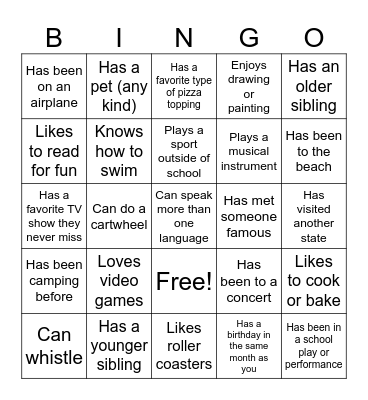 Find Someone Who... Bingo Card