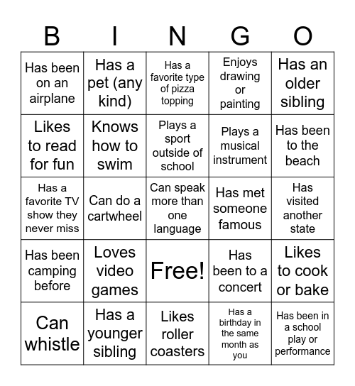 Find Someone Who... Bingo Card