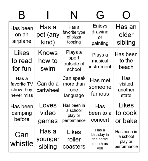 Find Someone Who... Bingo Card