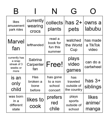 Advisory Bingo Card