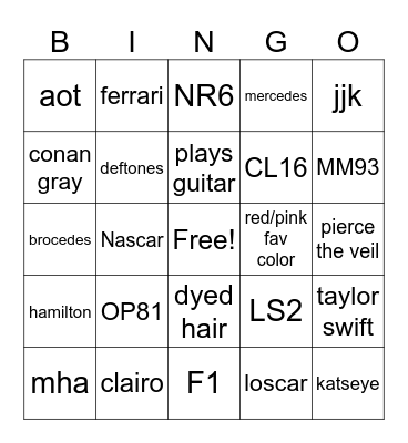 kekesversion Bingo Card