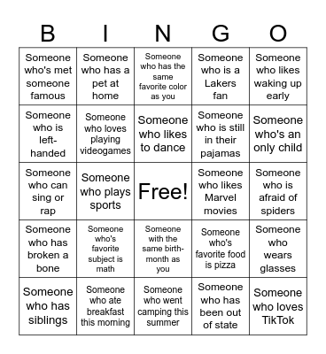 People Bingo 2025 Bingo Card