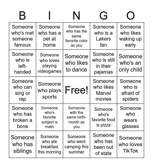 People Bingo 2025 Bingo Card