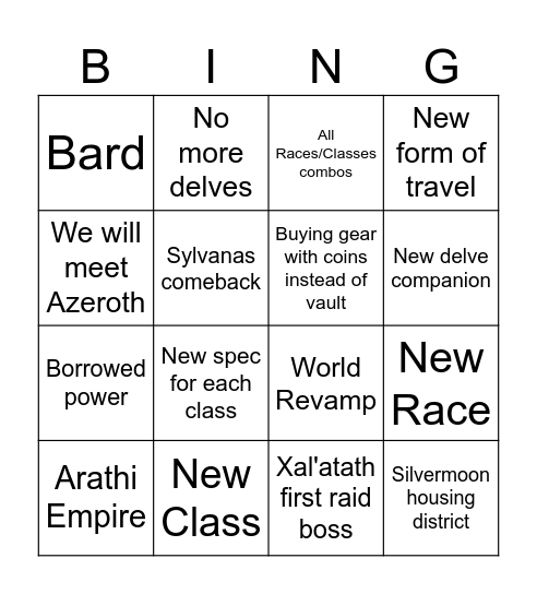 Midnight Reveal Bingo Card