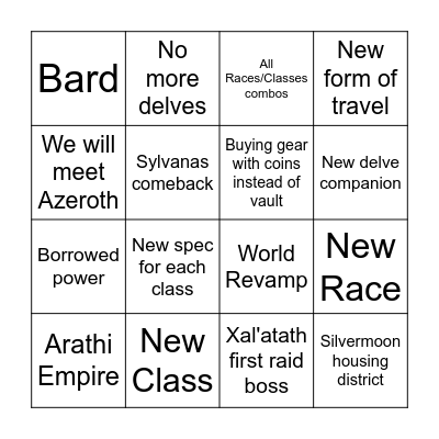 Midnight Reveal Bingo Card