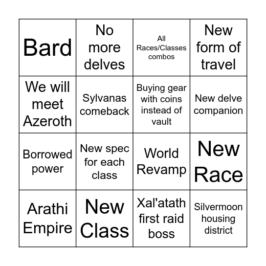 Midnight Reveal Bingo Card