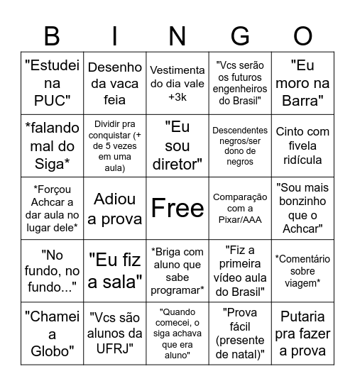 Bingo do Strauss Bingo Card