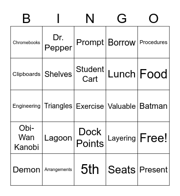 BACK TO SCHOOL BINGO Card