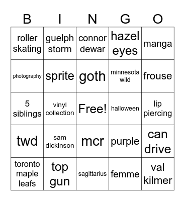 hunter’s bingo Card