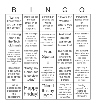 work work work work work! Bingo Card