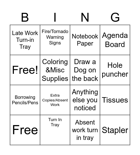 Scavenger Hunt Bingo Card