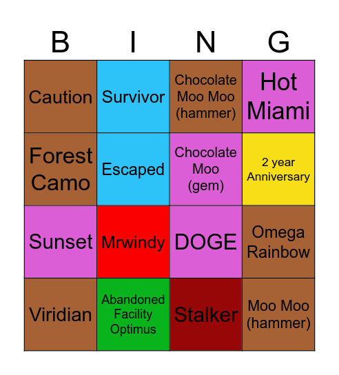 FTF Bingo (Rita's Royals) Bingo Card