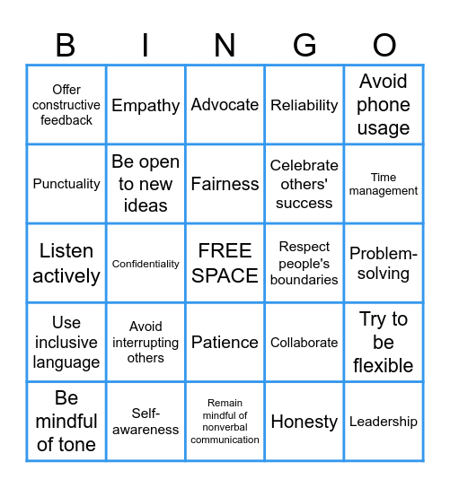 Bingo Card - Respect Edition Bingo Card