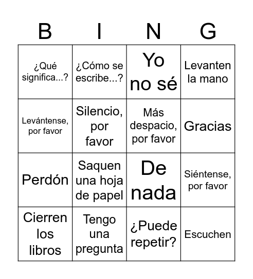 Frases del Salón Bingo Card