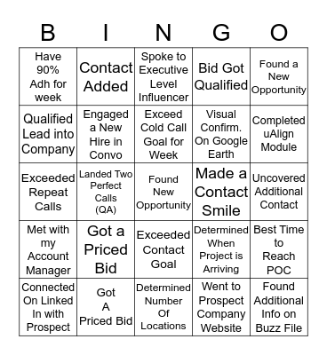 December Contest Bingo Card