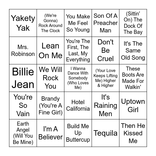 Music Bingo! Bingo Card